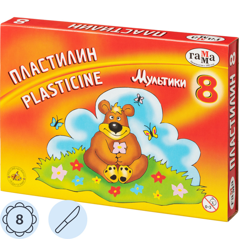 Изображение товара Пластилин классический Гамма Мультики 8 цветов 160 г для лепки и моделирования