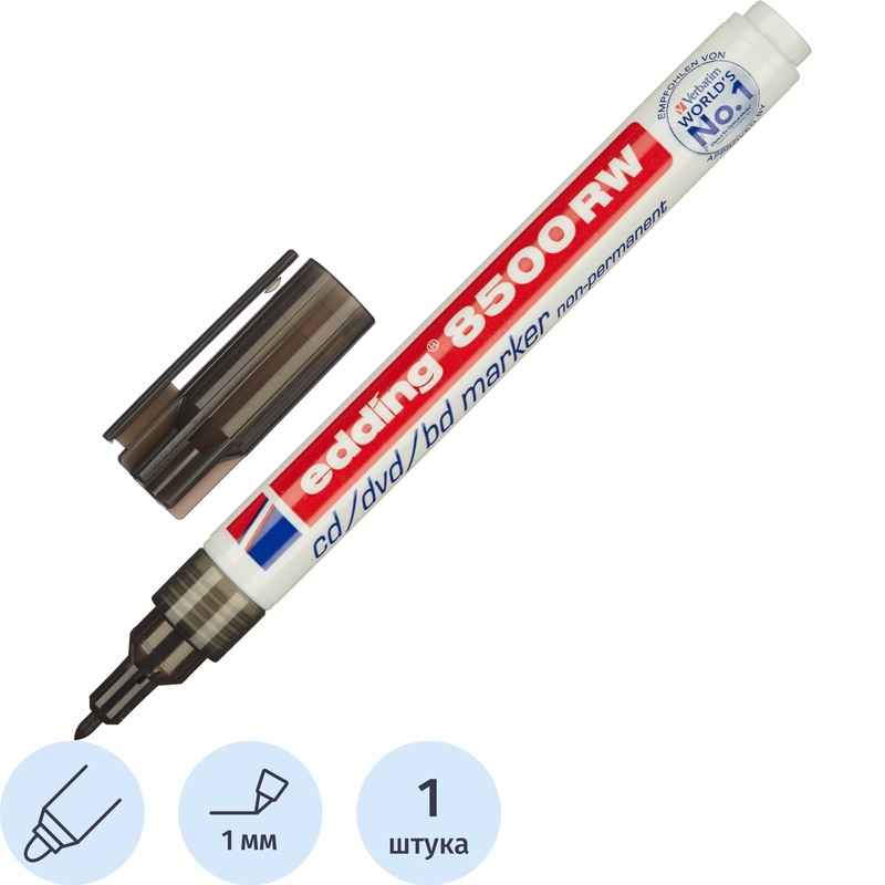 Изображение товара Маркер для CD Edding E-8500/1 черный стираемый водная основа Германия