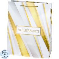 Пакет подарочный ламинированный Miland Нежное поздравление  (32.7x26.4x13.6 см)