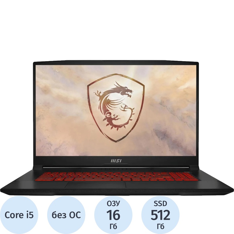 Изображение товара Ноутбук игровой MSI Katana 17 B12UCX-1604XRU 17.3" чёрный Intel Core i5 12450H/16 ГБ/SSD 512 ГБ/NVIDIA GeForce RTX 2050 (9S7-17L541-1604)