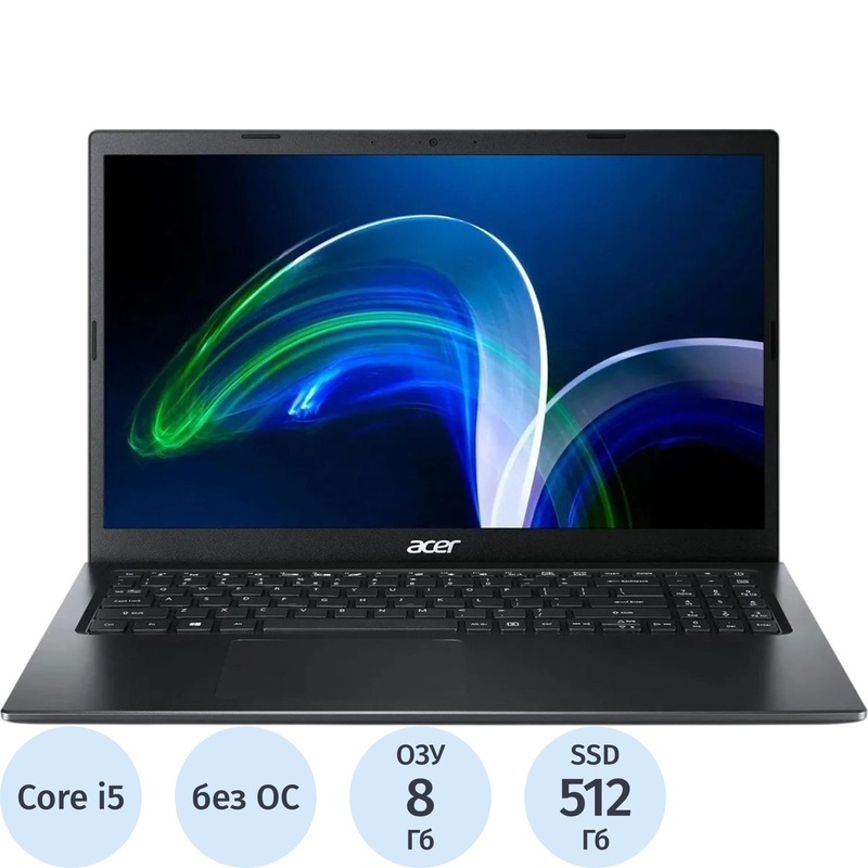 Изображение товара Ноутбук Acer Extensa EX215-54-510N 15.6" чёрный Intel Core i5 1135G7/8 ГБ/SSD 512 ГБ (NX.EGJER.006)