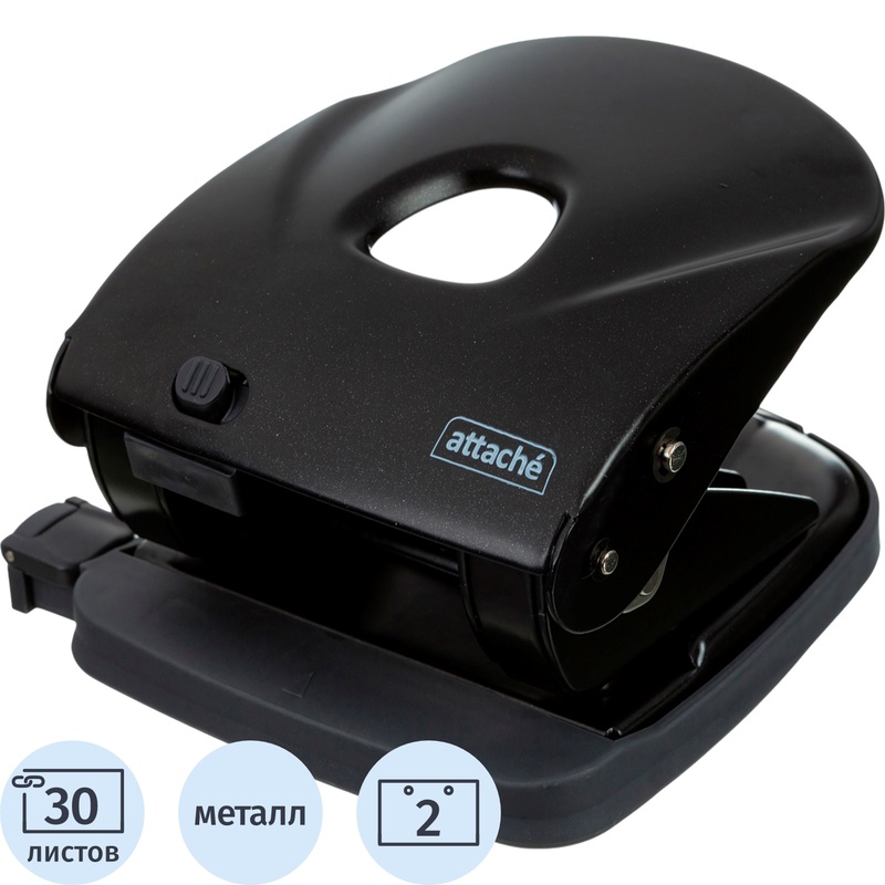 Изображение товара Дырокол Attache Power до 30 листов черный с линейкой