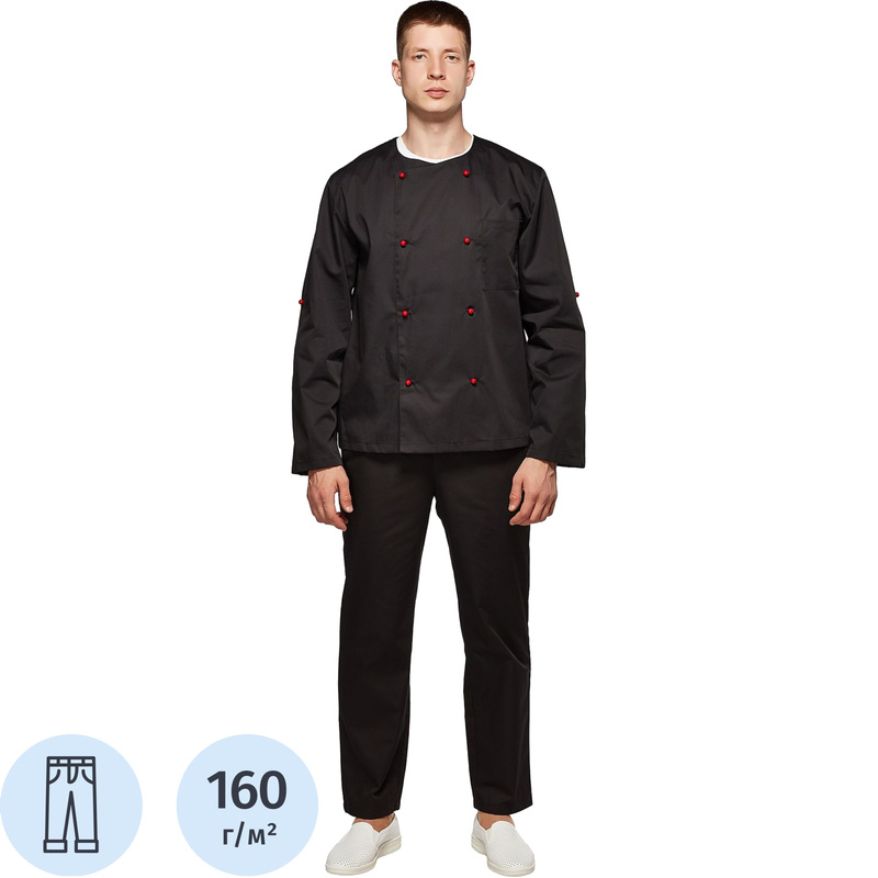 Изображение товара Мужские поварские брюки у23-БР на резинке черные Оптима размеры 52-54