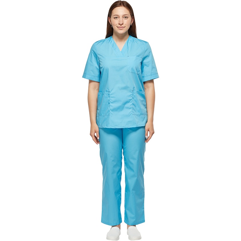 Изображение товара Костюм медицинский женский м05-КБР плюс с коротким рукавом голубой