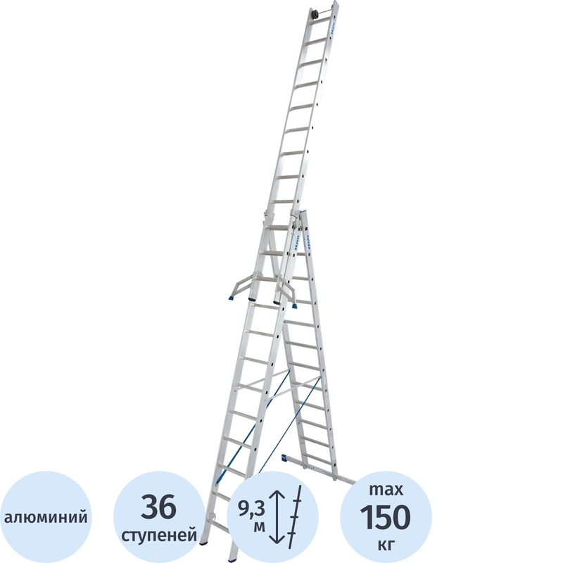 Изображение товара Лестница Krause Stabilo алюминиевая трёхсекционная 36 ступеней профессиональная
