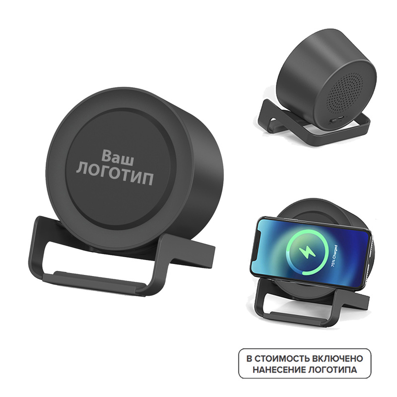 Изображение товара Портативная колонка U-Tone черная с персональной печатью Bluetooth 5.0 USB-C