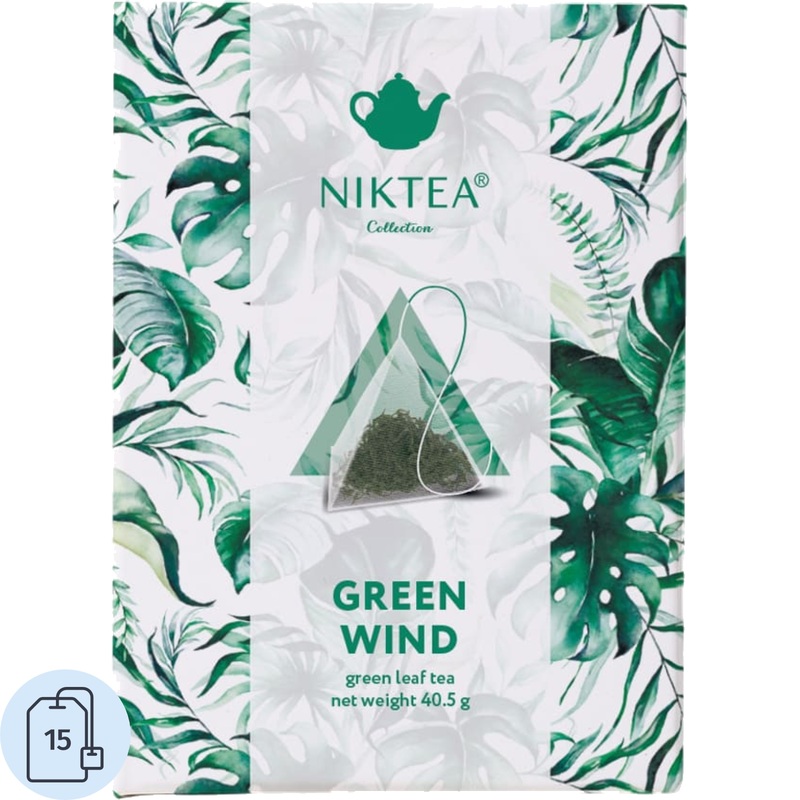 Изображение товара Чай зелёный Niktea Зелёный Ветер 15 пирамидок