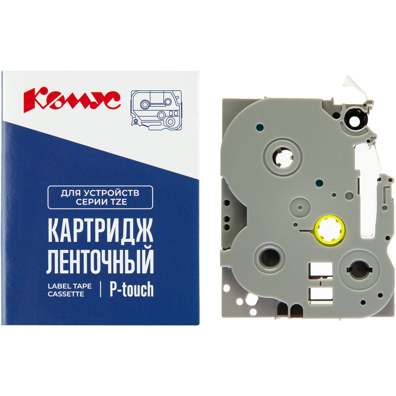 Изображение товара Картридж Комус TZE-233 для Brother 12 мм 8 м белый шрифт синий лента для этикеток