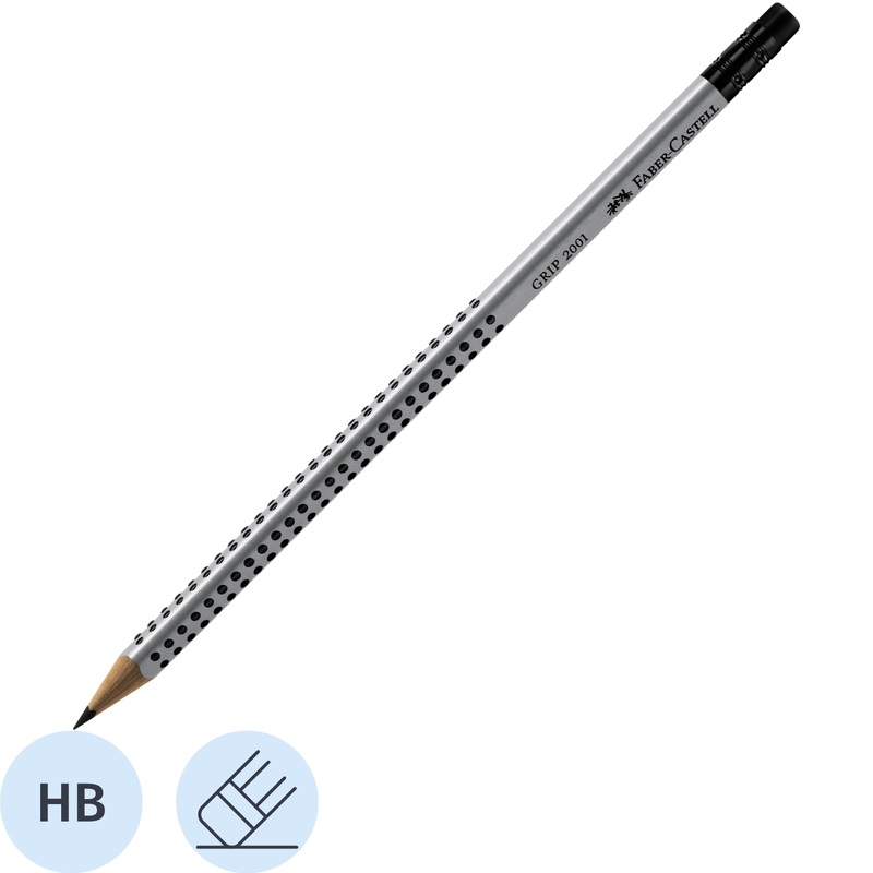 Изображение товара Чернографитный карандаш Faber-Castell Grip 2001 с ластиком, трехгранный, заточенный