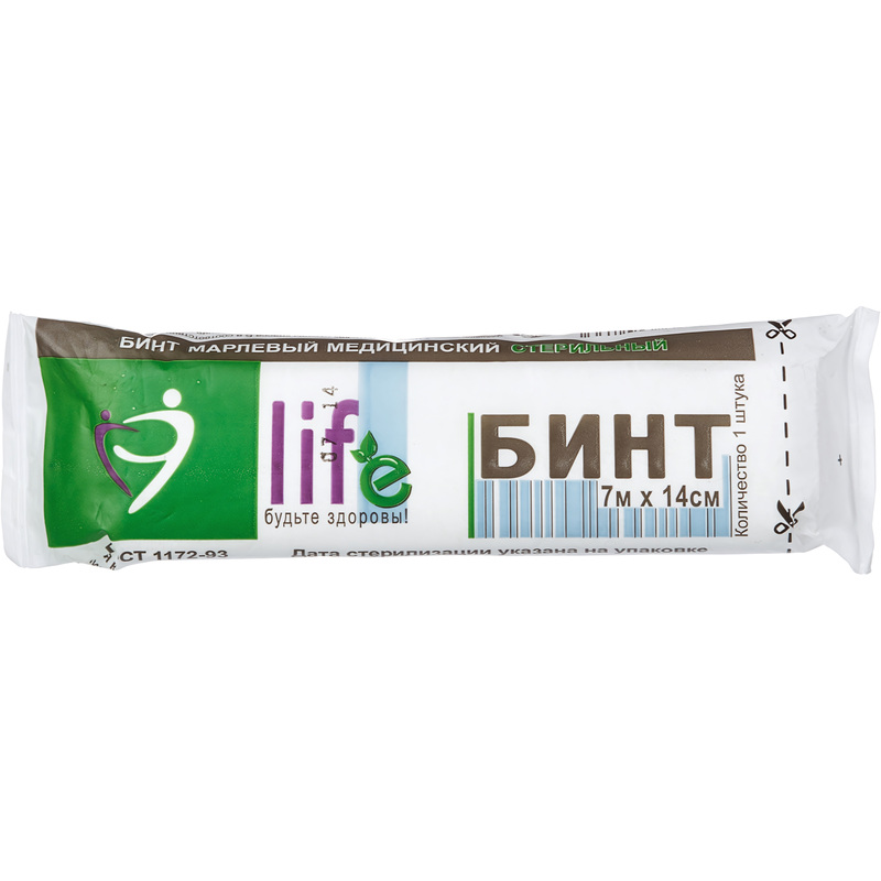 Изображение товара Бинт марлевый Навтекс Life стерильный 7 м х 14 см плотность 32 г