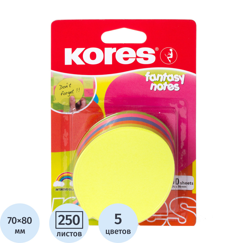 Изображение товара Фигурные неоновые стикеры Kores Диалог 70х80 мм 5 цветов 250 листов