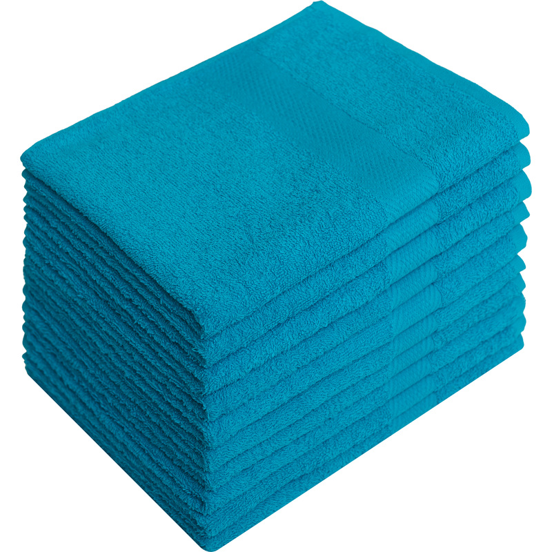 Изображение товара Набор полотенец махровых 10 штук в упаковке 50x90 см 440 г/кв.м ярко-бирюзовые