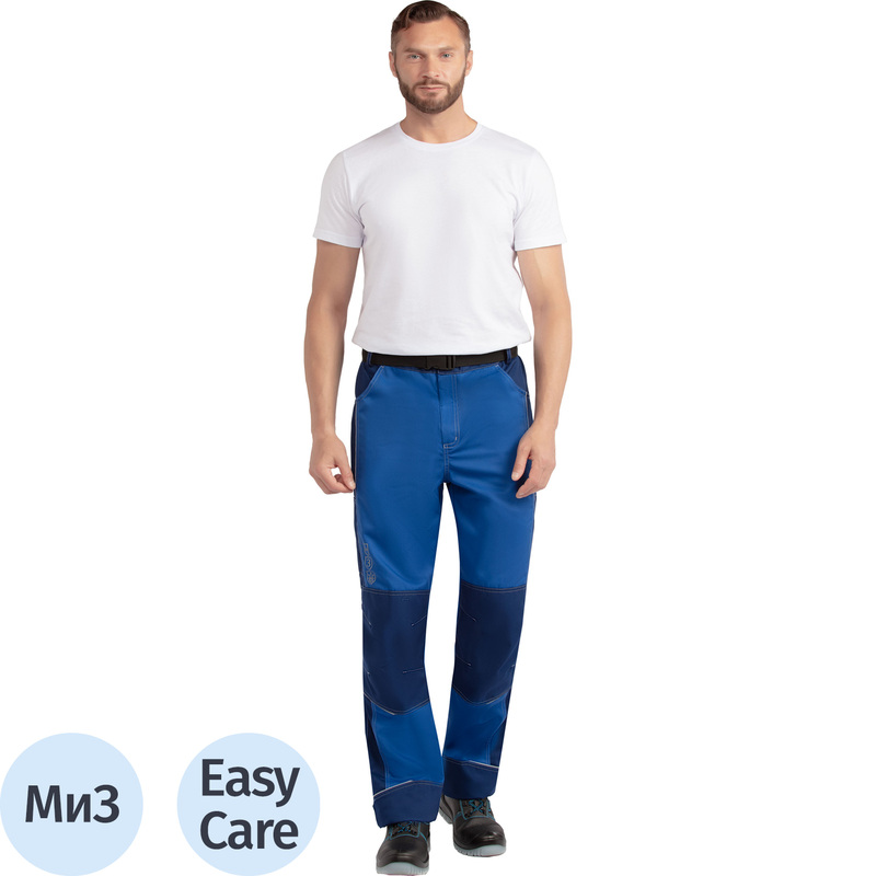 Изображение товара Рабочие летние мужские брюки л51-БР со светоотражающим кантом Sиние/васильковые