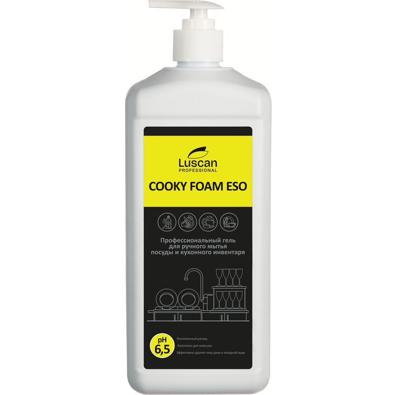 Изображение товара Средство для ручного мытья посуды Luscan Cooky Foam Eso 1 л нейтральное гель лимон