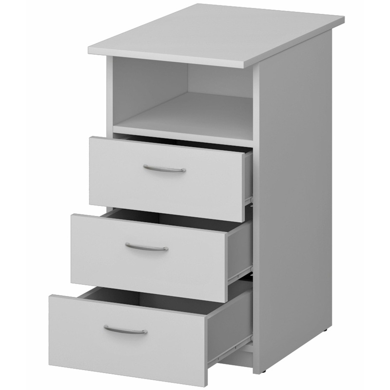 Изображение товара Тумба приставная Бюджет 2557 (белый шагрень, 400х600х740 мм, 3 ящика)