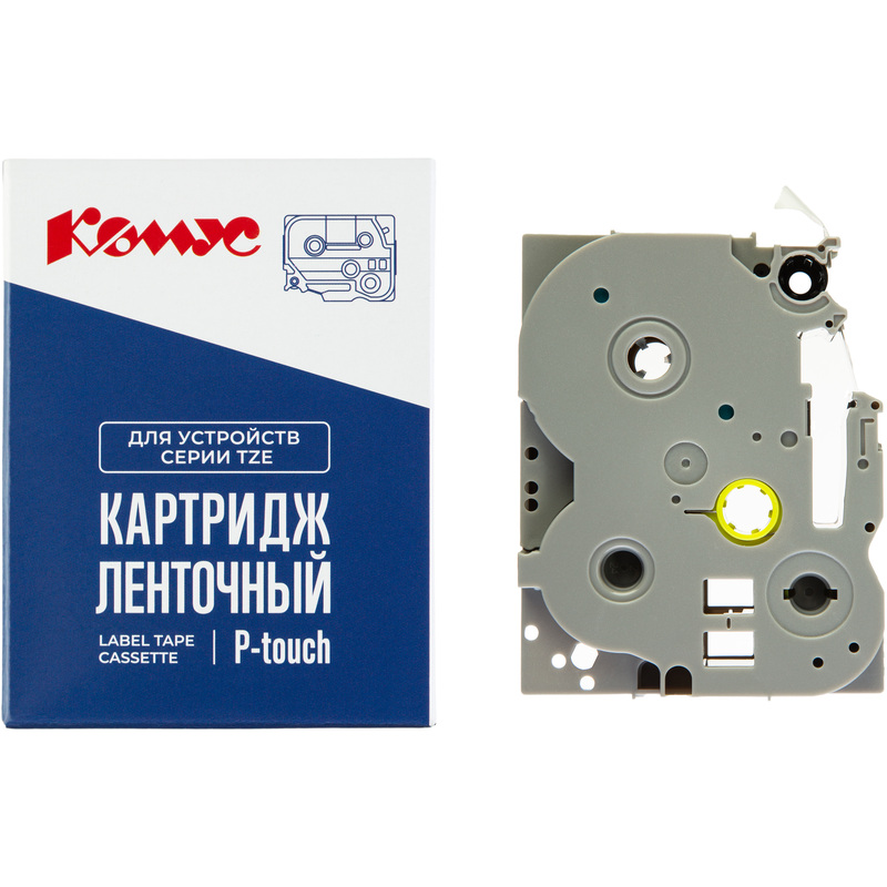 Изображение товара Картридж Комус TZE-344 для принтера Brother 18 мм черный с золотым шрифтом