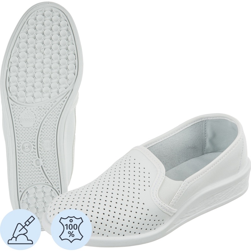 Изображение товара Женские туфли Таня из натуральной кожи белые размер 36 для медицины и сферы питания