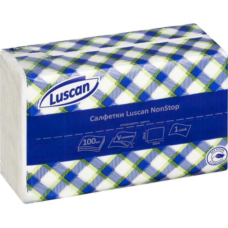 Салфетки бумажные для диспенсера Luscan NonStop N4 21x33 см белые  1-слойные 100 штук в пачке