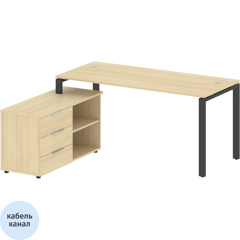 Изображение товара Стол угловой Metal System Style БП.РС-СТС-2.4 Л с тумбой (акация лорка/антрацит, 1700х1520х750 мм)