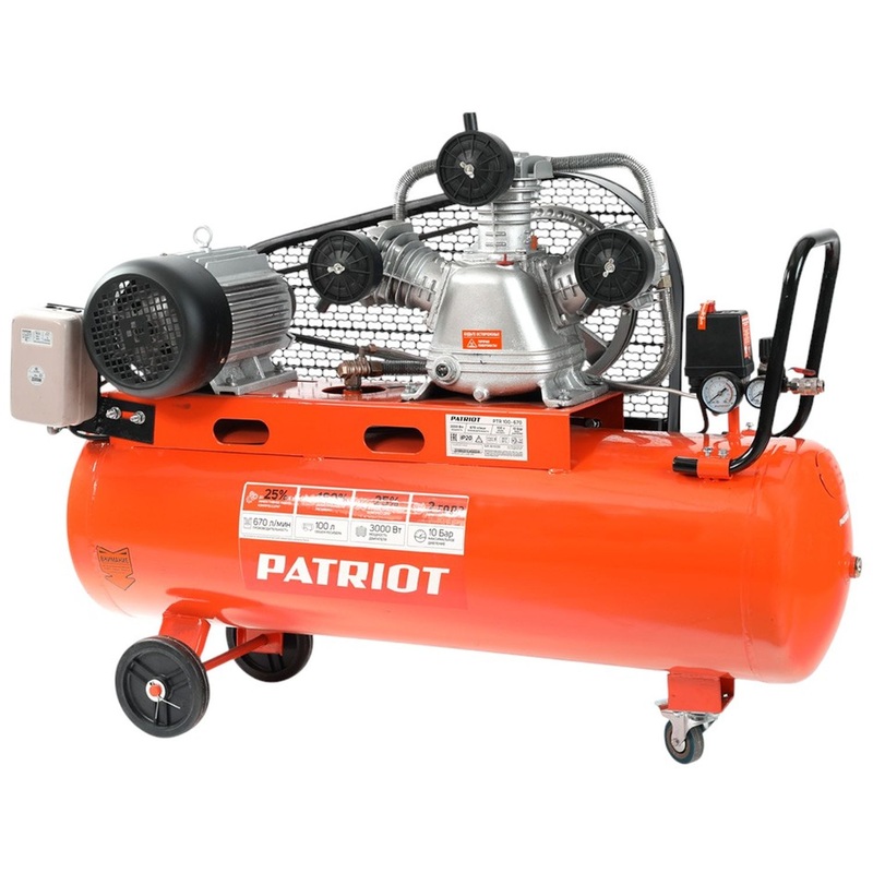 Изображение товара Компрессор поршневой ременной Patriot PTR 100-670 (525306330)