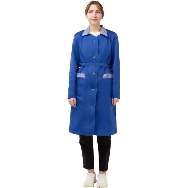 Изображение товара Женский рабочий халат у07-ХЛ васильковый 44-46, Россия, стандартные размеры, защитный рабочий халат