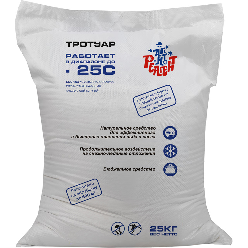 Изображение товара Реагент противогололёдный Тротуар 3в1 мешок 25 кг до -25