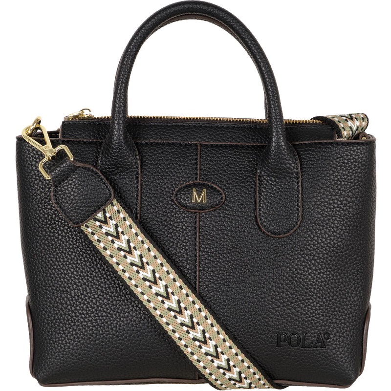 Изображение товара Женская повседневная сумка Polar из экокожи с ремнями и брелоком черная