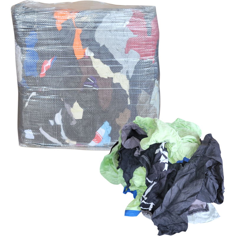 Изображение товара Ветошь трикотажная 85% хлопка цветная 10 кг размер лоскута 40x60 см