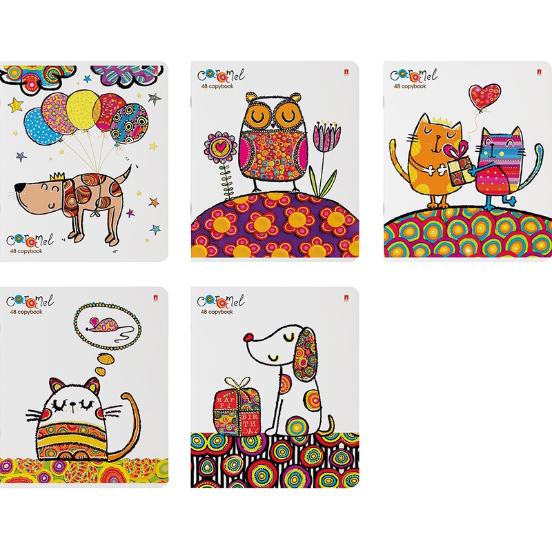 Изображение товара Тетрадь общая Альт А5 48 листов в клетку на скрепке (тиснение фольгой;, УФ-выборочный глянцевый лак, конгревное тиснение, 5 штук в упаковке)