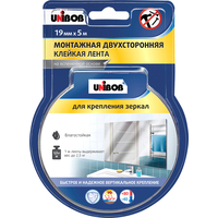 Клейкая лента двусторонняя монтажная для крепления зеркал Unibob на вспененной основе 19 мм х 5 м