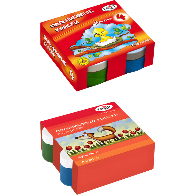Изображение товара Пальчиковые краски Гамма Мультики 4 цвета по 50 мл безопасные для детей
