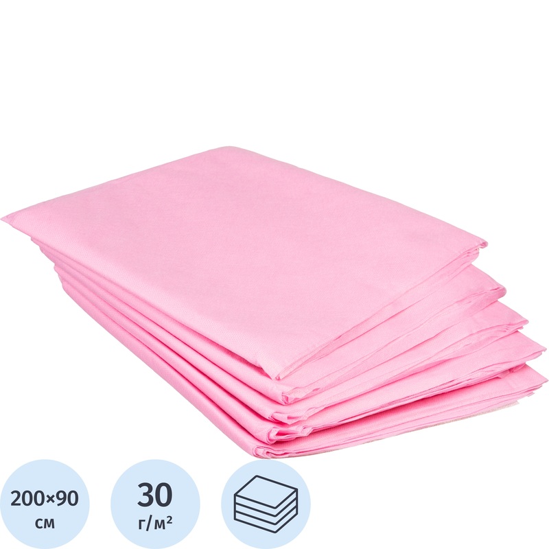 Изображение товара Простыня одноразовая Чистовье Люкс нестерильная в сложении 200x90 см розовая (10 штук в упаковке)