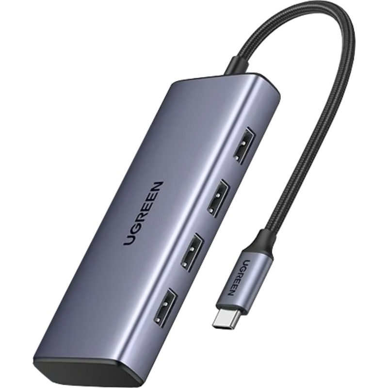Изображение товара Разветвитель USB Ugreen CM498 4 порта HDMI Type-C металлический серый