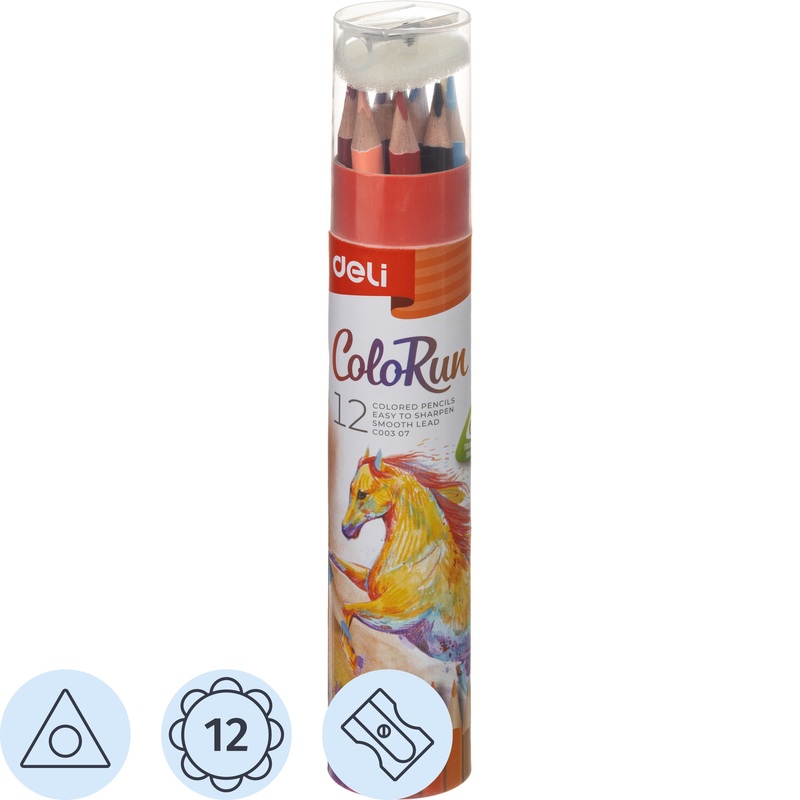 Изображение товара Цветные карандаши Deli ColoRun 12 шт трёхгранные для творчества детей