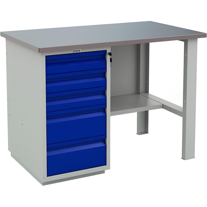 Изображение товара Верстак Практик Profi W 202, 1200x700x870 мм, син/серый, 5 ящиков