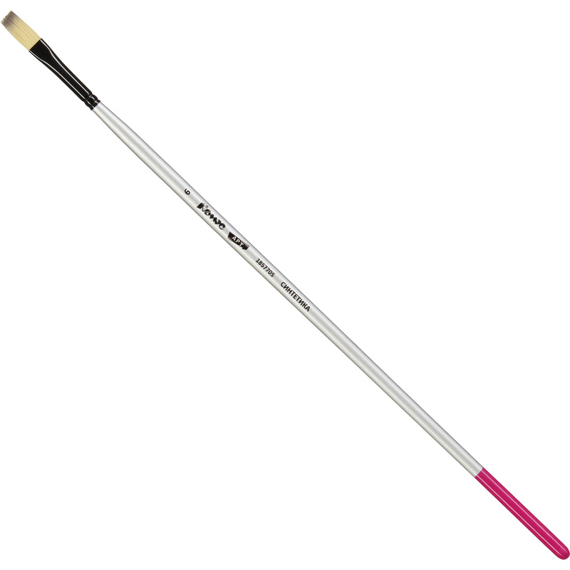 Изображение товара Кисть художественная Комус Арт плоская №6 синтетика длиная ручка