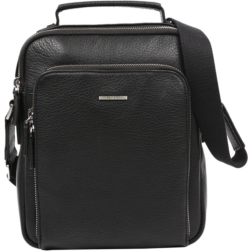 Изображение товара Мужская повседневная сумка Fabretti из натуральной зернистой кожи черная
