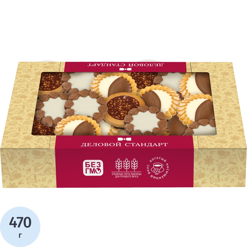 Изображение товара Печенье сдобное Деловой Стандарт ассорти с кремовыми начинками 470 г