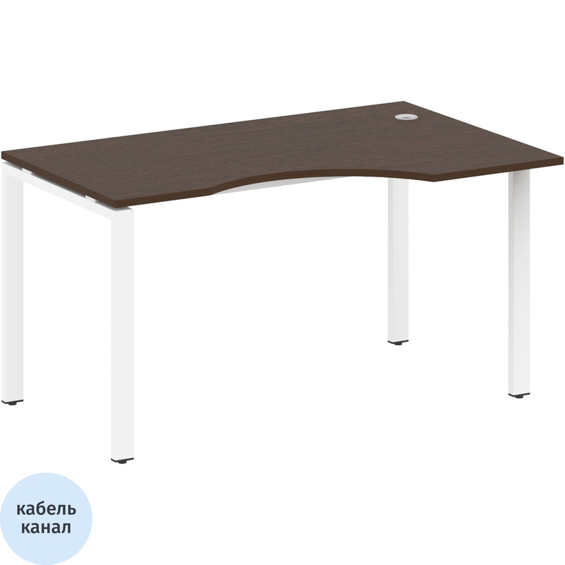 Изображение товара Эргономичный стол Metal System Style БП.СА-2 Пр белый венге 1400х900х750 мм