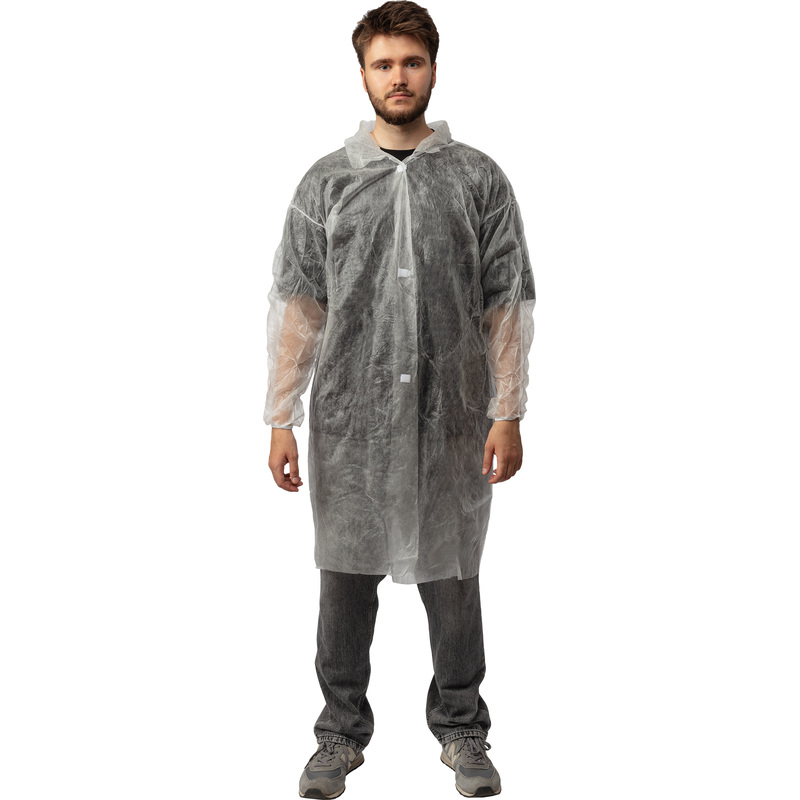 Изображение товара Одноразовый медицинский процедурный халат из спанбонд 10 шт XL белый