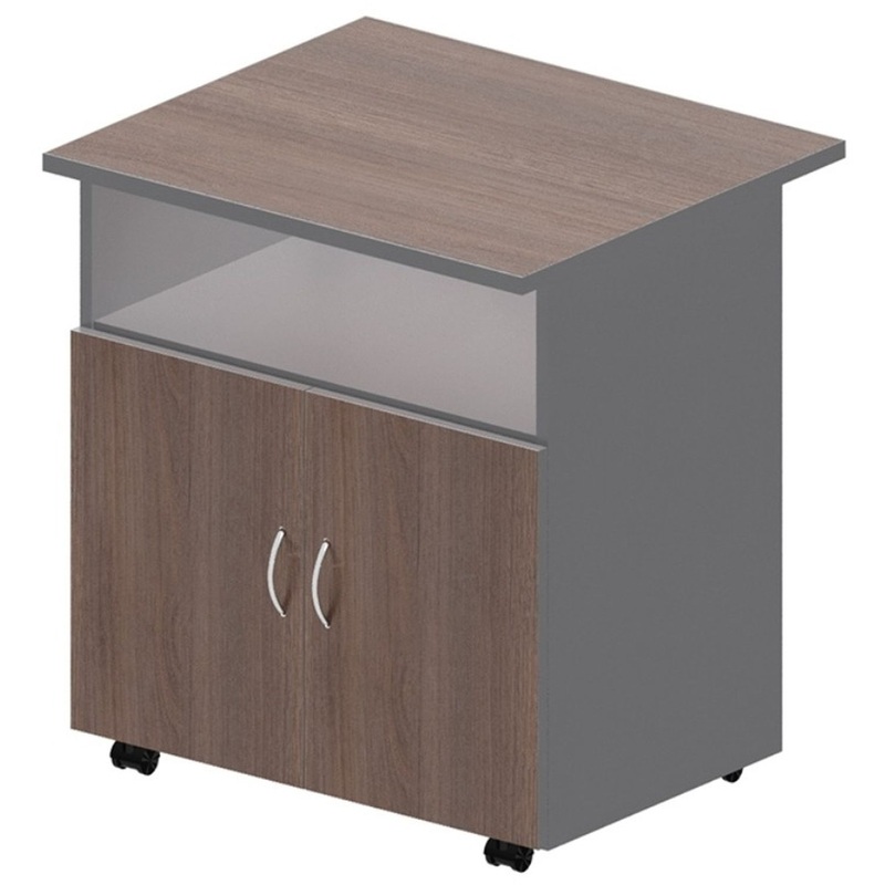 Изображение товара Тумба для оргтехники Комус Мебель (Easy to lead) Easy Standard (тёмный дуб/серый, 718x600x739 мм)