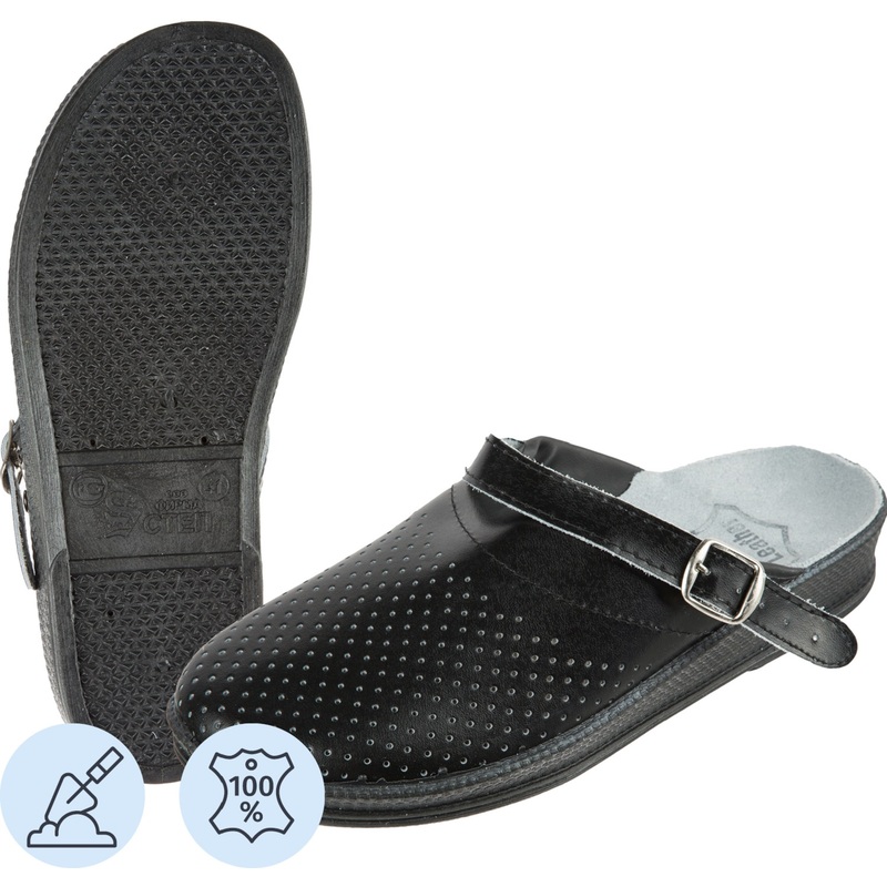 Изображение товара Сабо мужские ПВХ из натуральной кожи черные размер 43