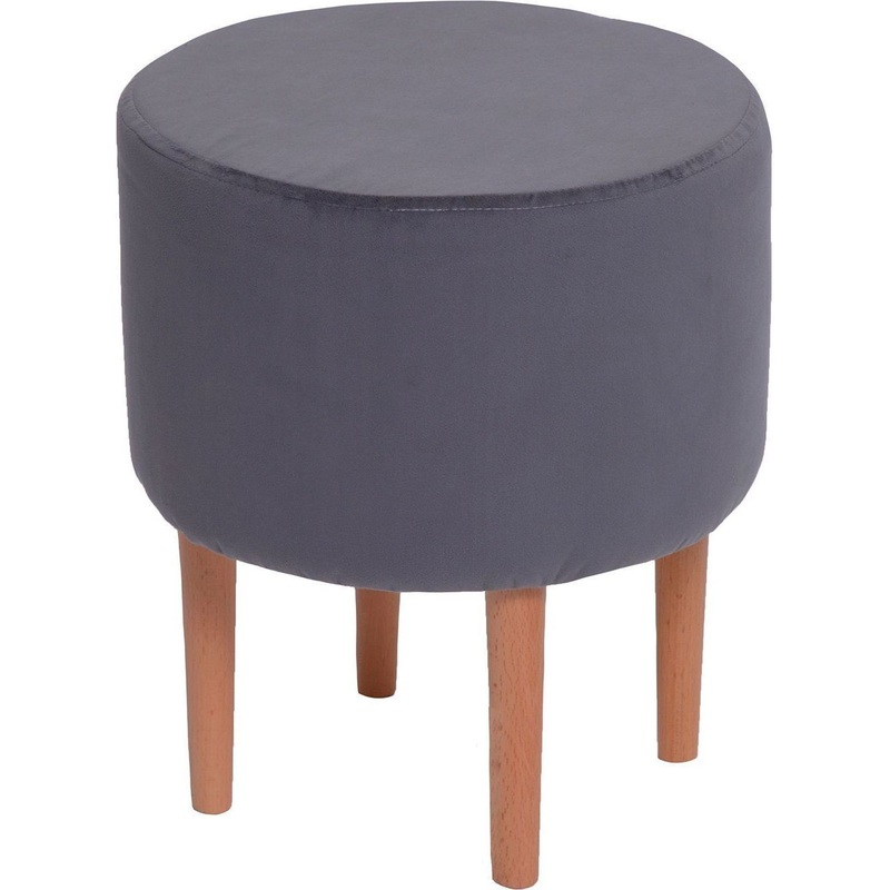 Изображение товара Пуф Лекко серый (велюр, 350x350x420 мм)