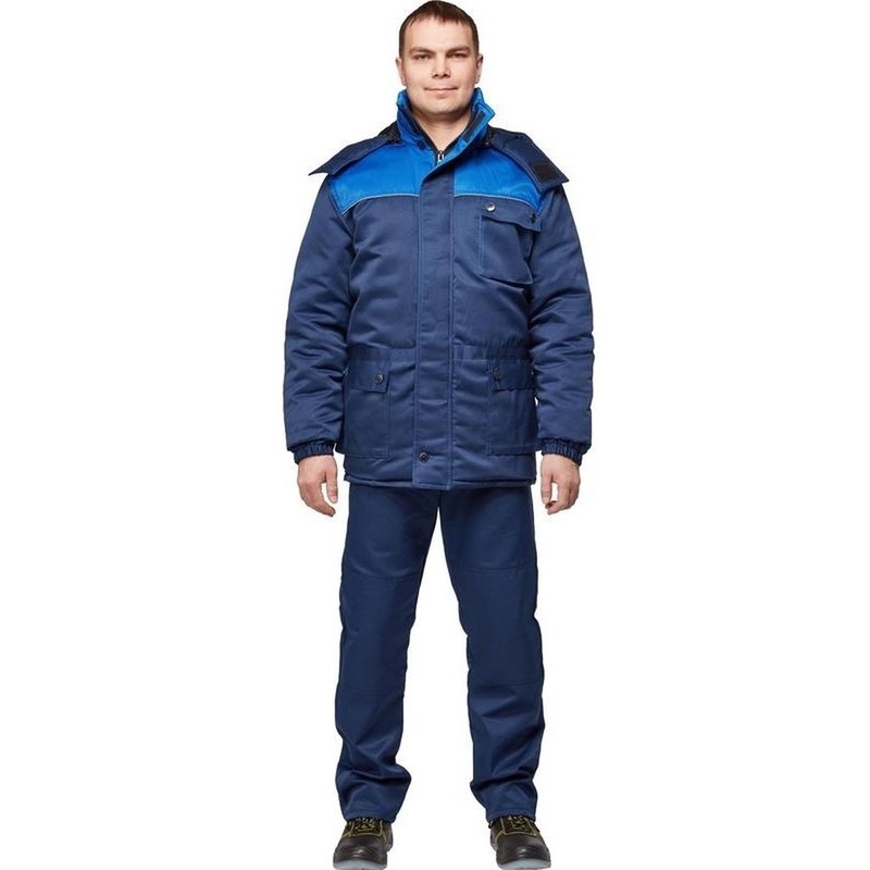 Изображение товара Куртка рабочая зимняя мужская з08-КУ со светоотражающим кантом синяя/васильковая из ткани грета (размер 120-124 (60-62), рост 170-176)