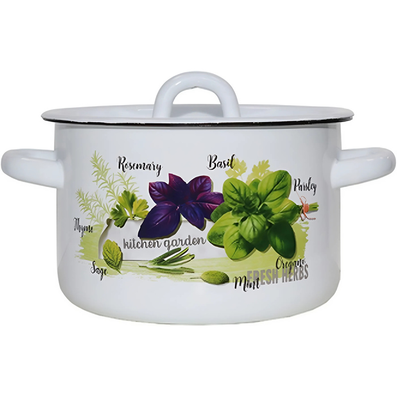 Изображение товара Кастрюля Эмаль Базилик 3 л эмалированная сталь с крышкой