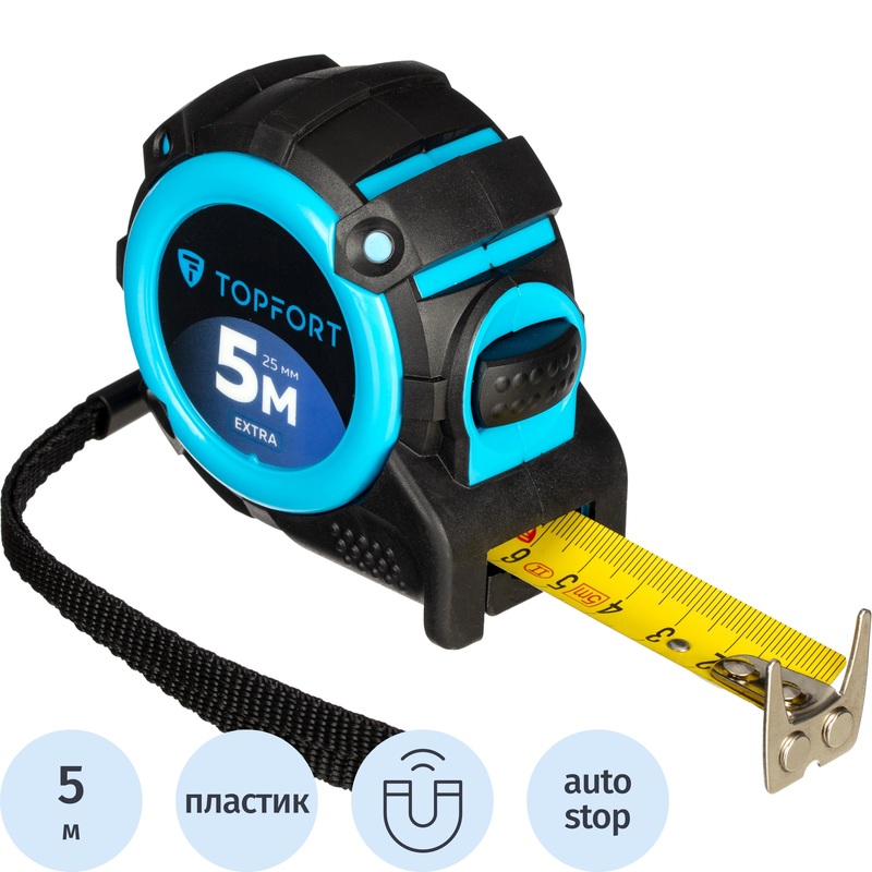 Изображение товара Рулетка TOPFORT Extra 5 м х 25 мм с магнитным зацепом