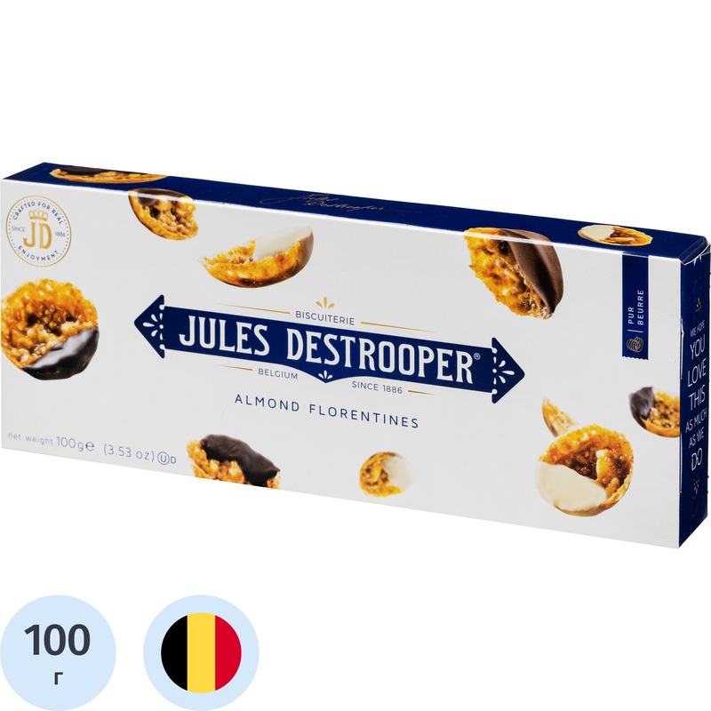 Изображение товара Печенье сдобное в глазури Jules Destrooper Almond Florentines 100 г