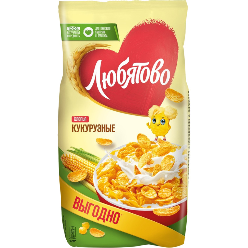 Изображение товара Хлопья кукурузные Любятово 600 г