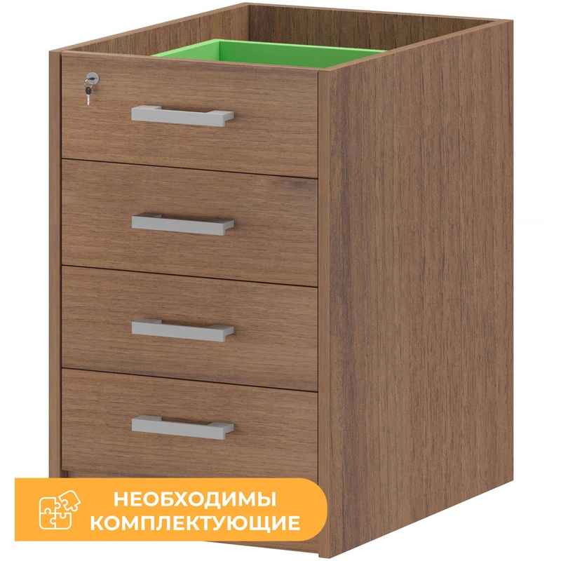 Изображение товара Приставная тумба Арго АТ2-07 с 4 ящиками и замком, цвет орех гварнери