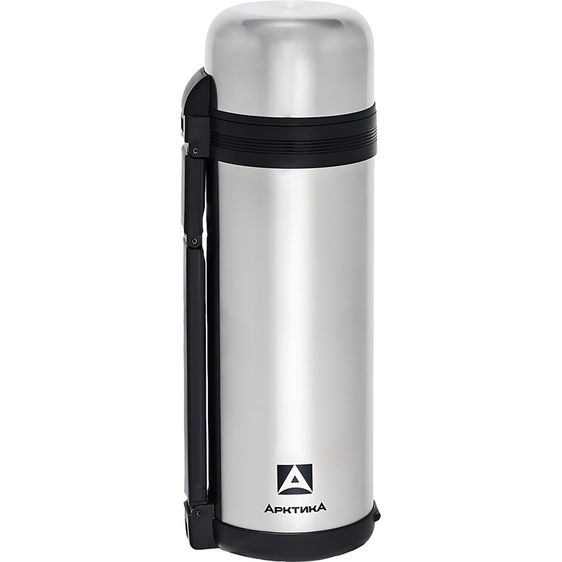 Изображение товара Термос с узким горлом Арктика 1800 мл серебристый с ручкой и чашкой